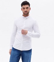 New Look White Muscle Fit Long Sleeve Oxford Shirt